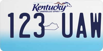 KY license plate 123UAW
