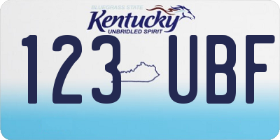 KY license plate 123UBF