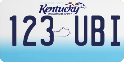 KY license plate 123UBI