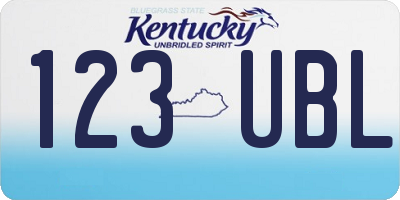 KY license plate 123UBL