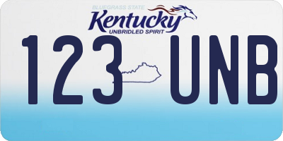 KY license plate 123UNB