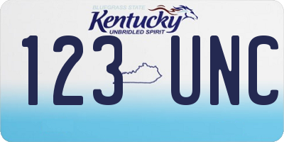 KY license plate 123UNC