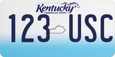 KY license plate 123USC
