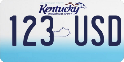 KY license plate 123USD