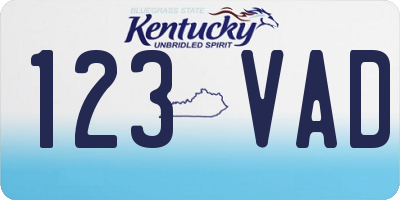 KY license plate 123VAD
