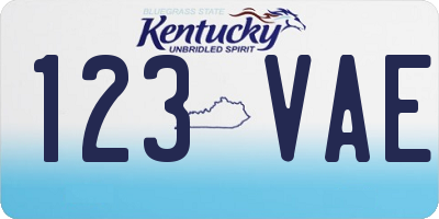 KY license plate 123VAE