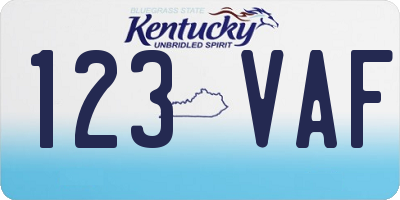 KY license plate 123VAF