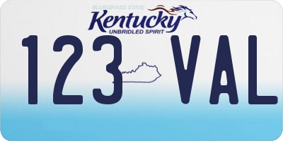 KY license plate 123VAL