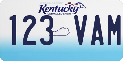 KY license plate 123VAM