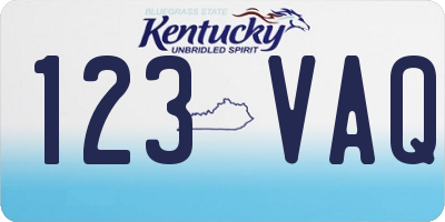 KY license plate 123VAQ
