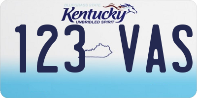 KY license plate 123VAS