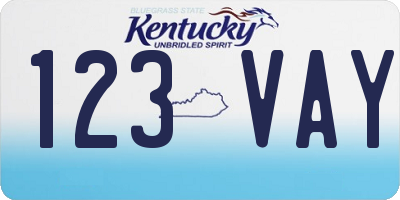 KY license plate 123VAY