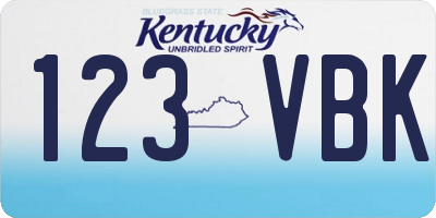 KY license plate 123VBK