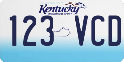 KY license plate 123VCD