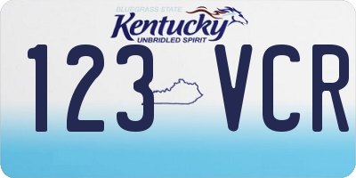 KY license plate 123VCR
