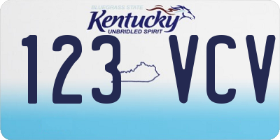 KY license plate 123VCV