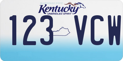 KY license plate 123VCW