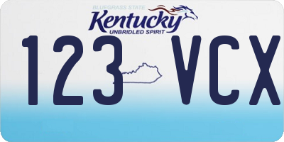 KY license plate 123VCX