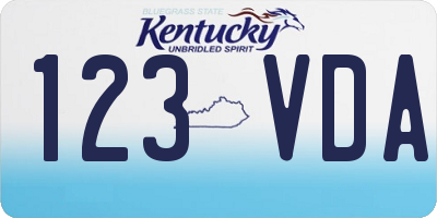 KY license plate 123VDA