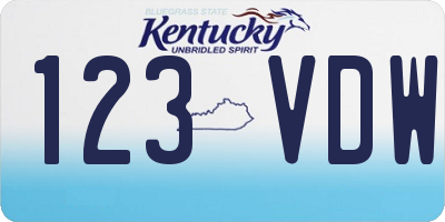 KY license plate 123VDW