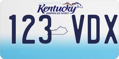 KY license plate 123VDX