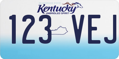 KY license plate 123VEJ