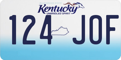 KY license plate 124JOF