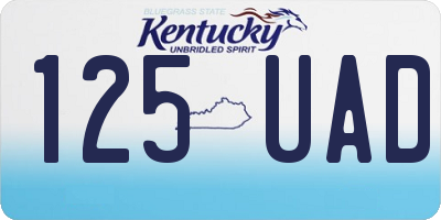 KY license plate 125UAD