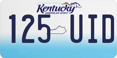 KY license plate 125UID