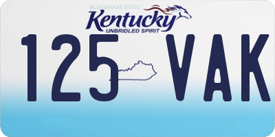 KY license plate 125VAK