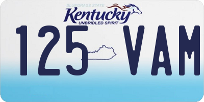 KY license plate 125VAM