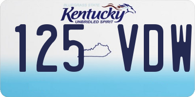 KY license plate 125VDW