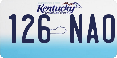 KY license plate 126NAO
