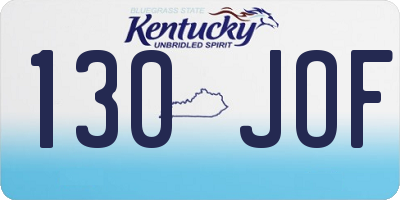 KY license plate 130JOF