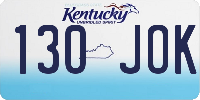 KY license plate 130JOK