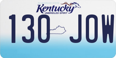 KY license plate 130JOW