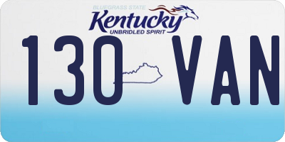 KY license plate 130VAN