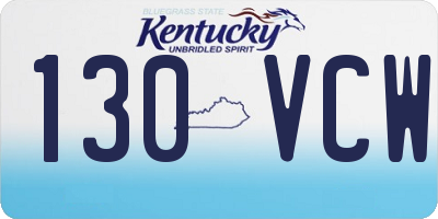 KY license plate 130VCW