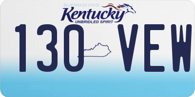 KY license plate 130VEW