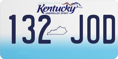 KY license plate 132JOD