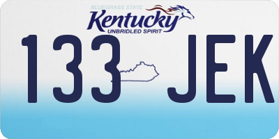 KY license plate 133JEK