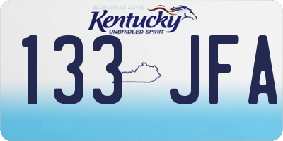 KY license plate 133JFA
