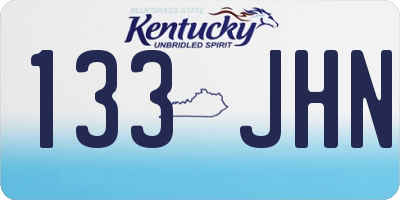 KY license plate 133JHN