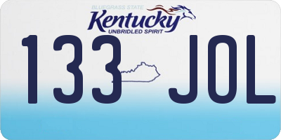 KY license plate 133JOL