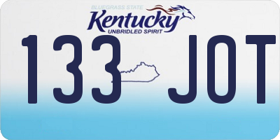 KY license plate 133JOT