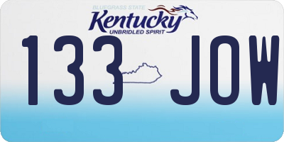 KY license plate 133JOW