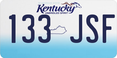 KY license plate 133JSF