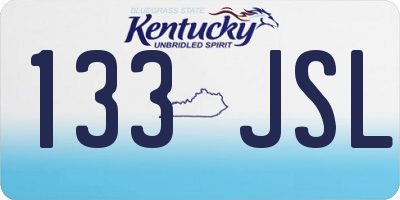 KY license plate 133JSL