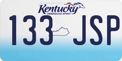 KY license plate 133JSP