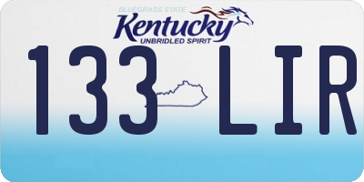 KY license plate 133LIR